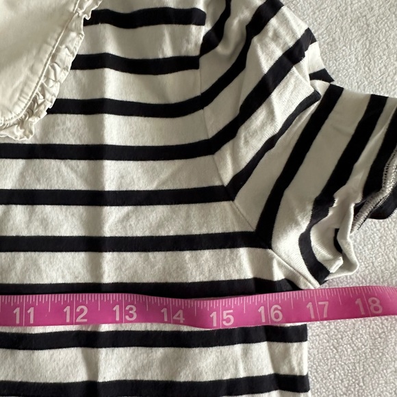 EUC KATE SPADE NEW YORK SHORT SLEEVED STRIPED TOP WITH RUFFLE COLLAR SIZE M - Picture 7 of 8
